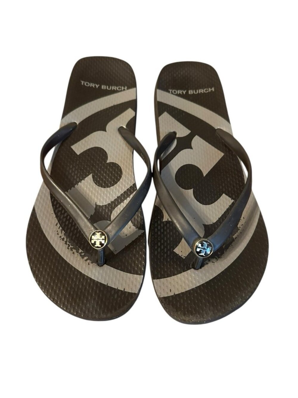 Tory Burch Designer Black Flip Flop Thong Sandals 8 Beach Y2K Streetwear